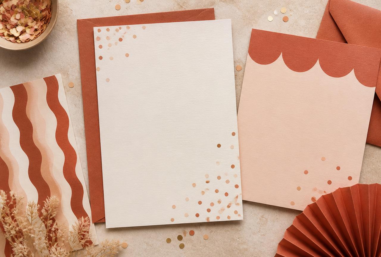 Invitaciones de cumpleaños en papeles de color