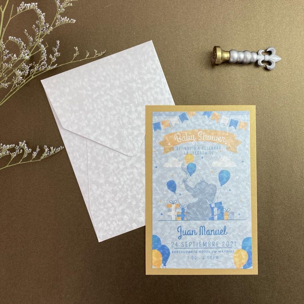 Invitación de baby shower estilo safari en acuarela